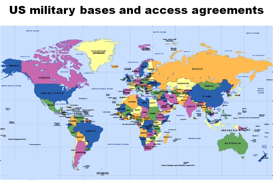 World Map Showing Countries With Us Military Bases Access